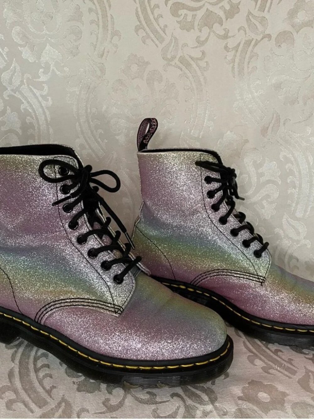 Doc Marten’s Blue and Purple Glitter Combat Boots 1460 Pascal Glitter Size 10 - Picture 2 of 10